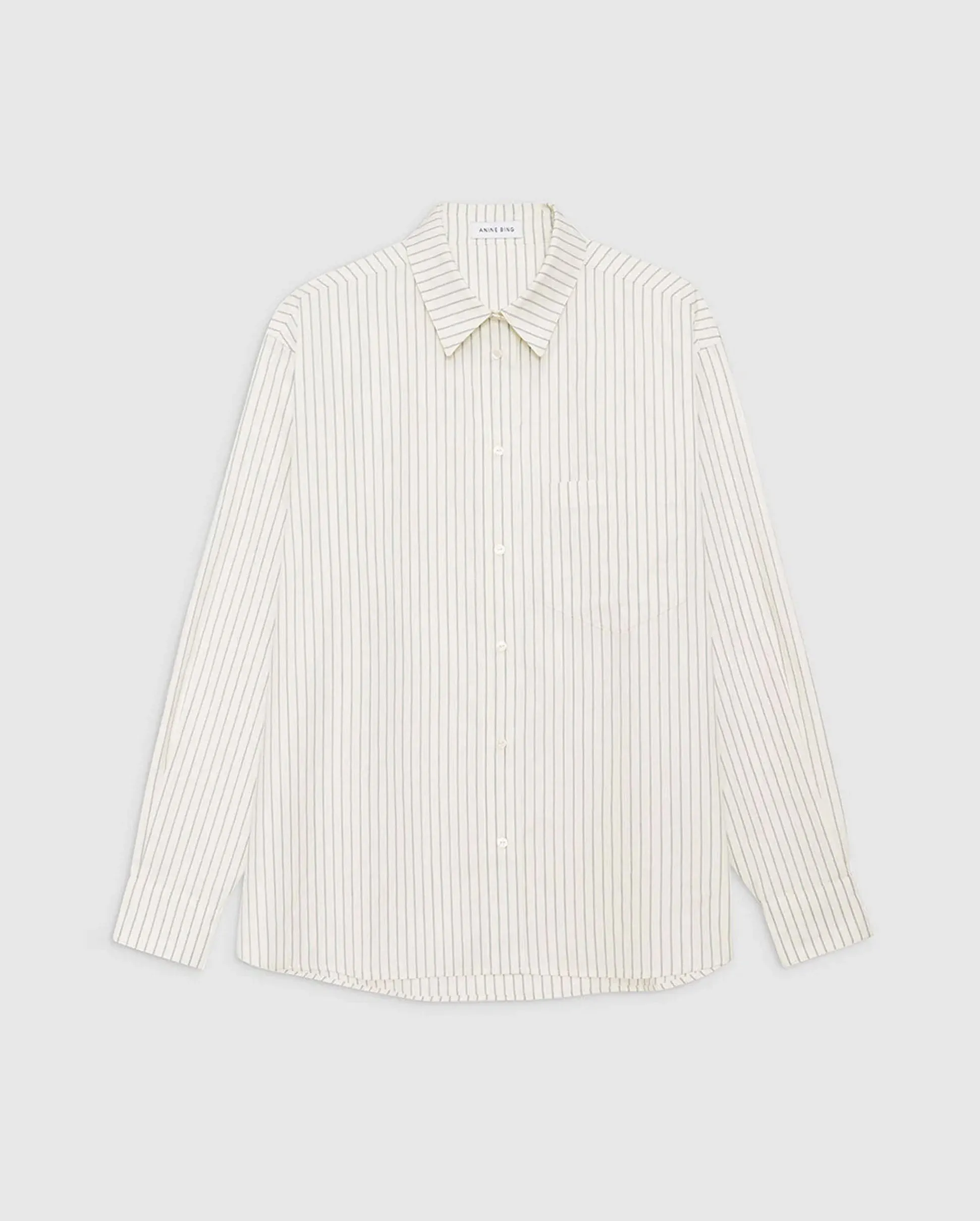 Braxton Shirt - Ivory & Blue Monogram Stripe