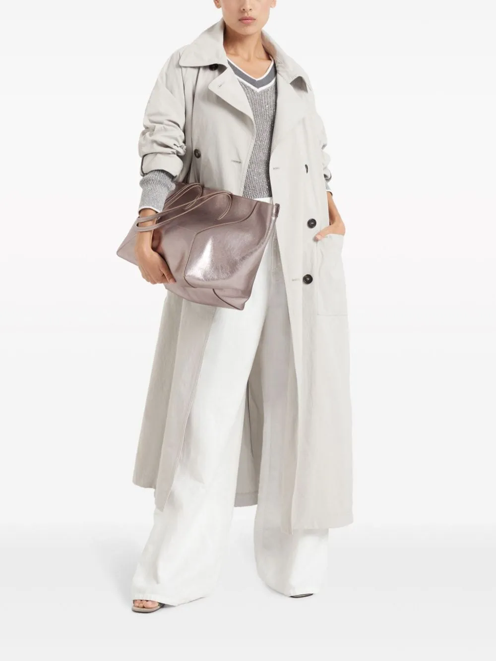 Brunello Cucinelli Coats Light Grey