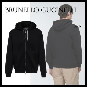 Brunello Cucinelli unisex hoodies, plain cotton, long sleeves, street style.