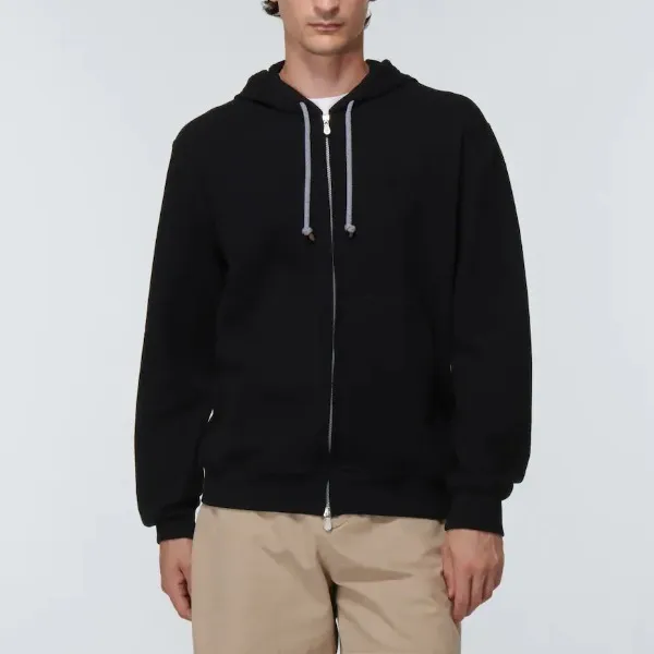 Brunello Cucinelli unisex hoodies, plain cotton, long sleeves, street style.