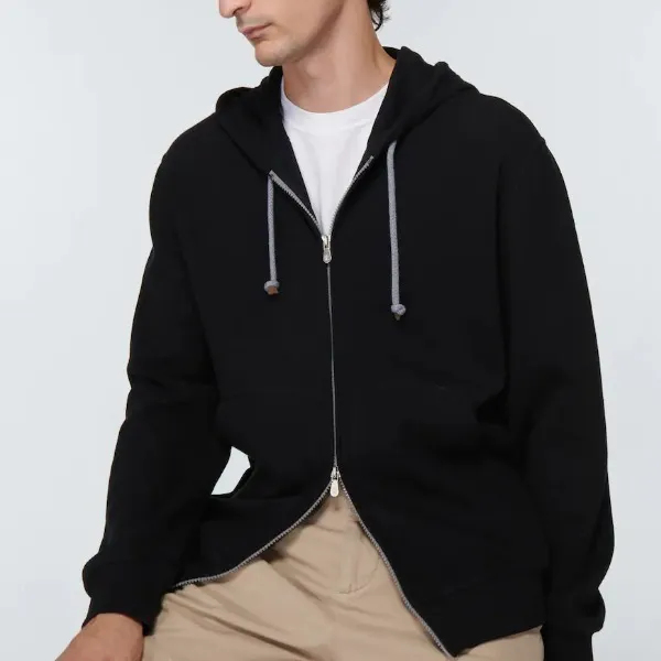 Brunello Cucinelli unisex hoodies, plain cotton, long sleeves, street style.