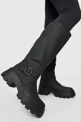 Buckle Detail Knee High Boots