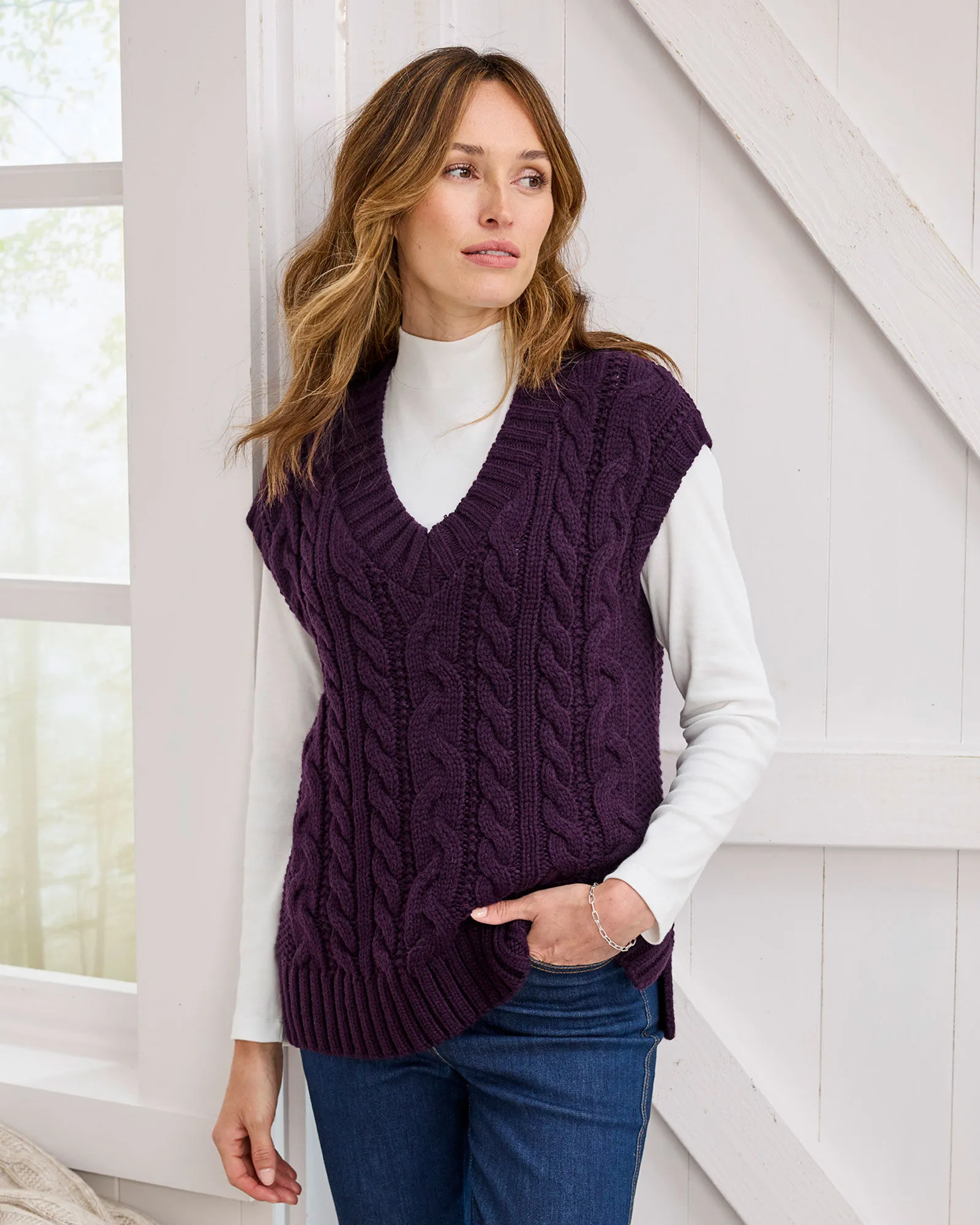 Cable V-Neck Sweater Vest