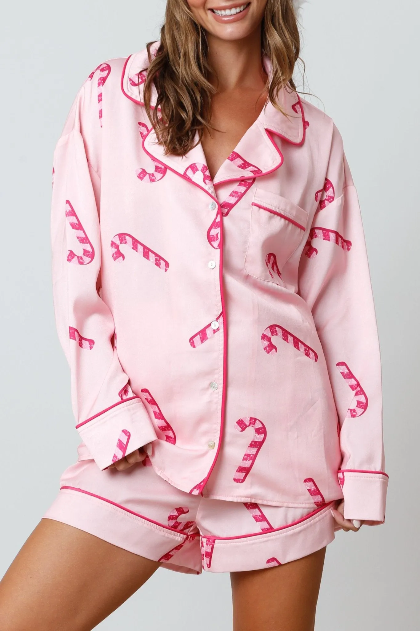 Candy Cane Satin Sleep Shirt