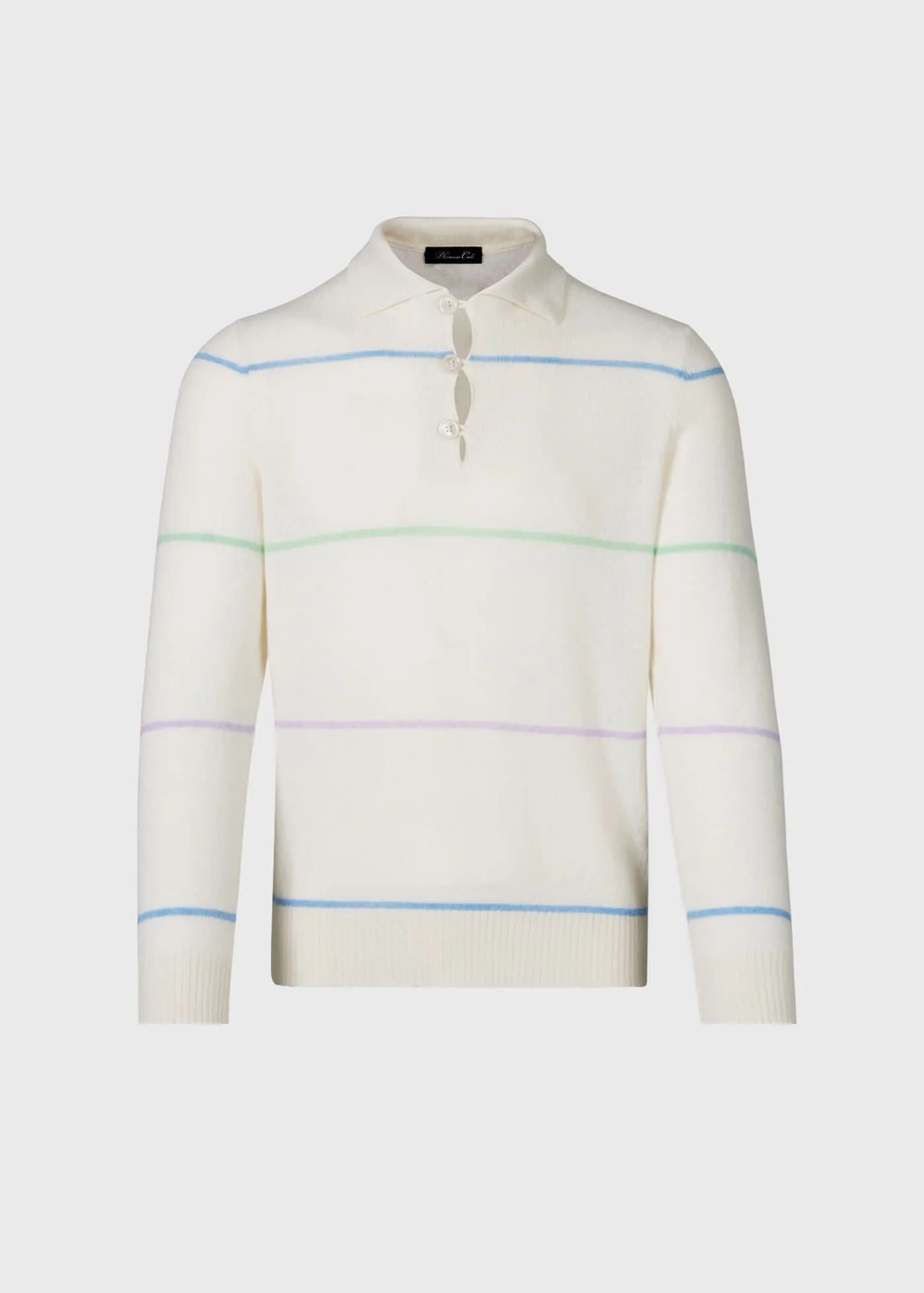 Cashmere Stripe Polo Sweater