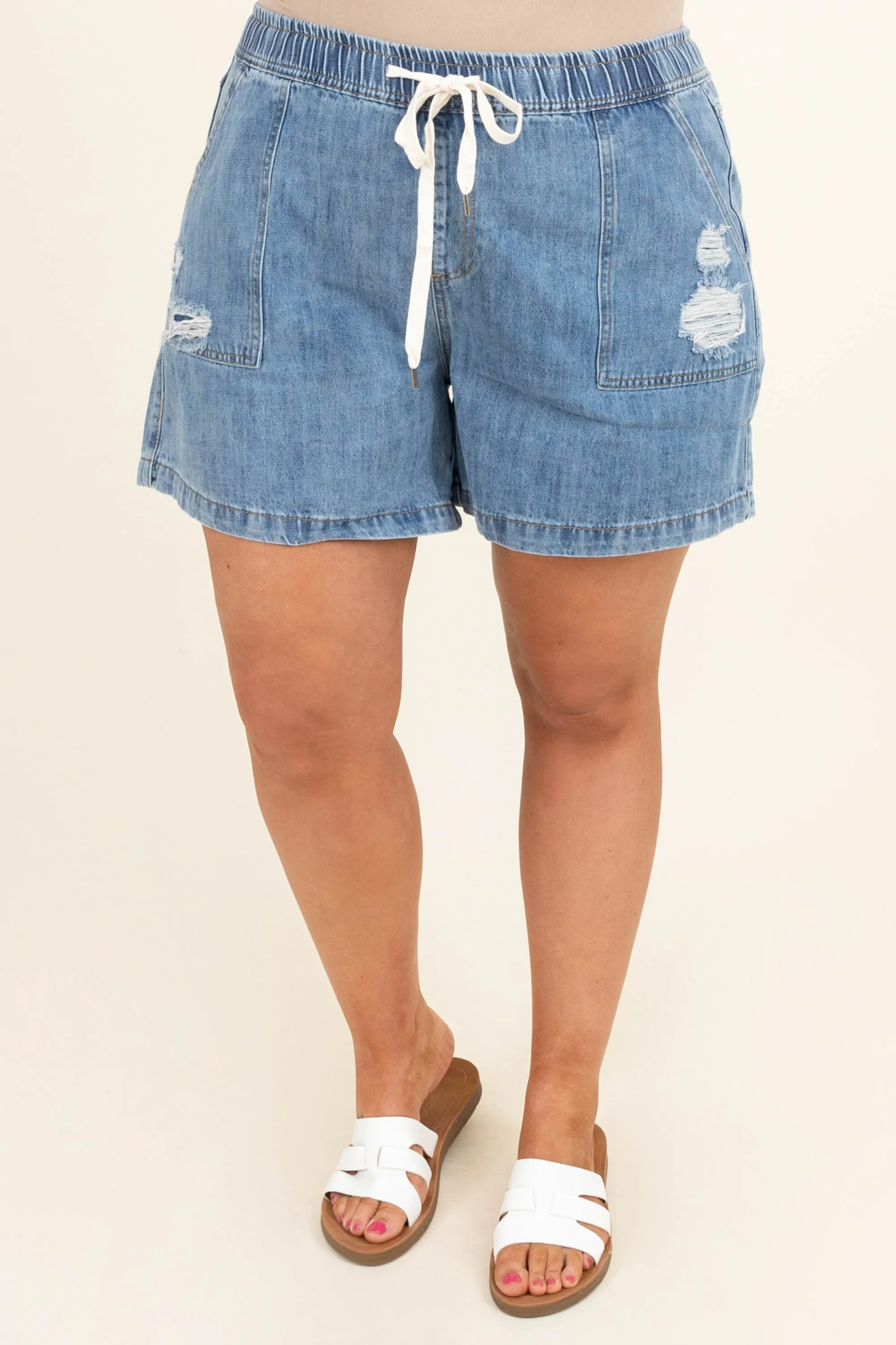 Catch The Wave Denim Shorts, Blue.