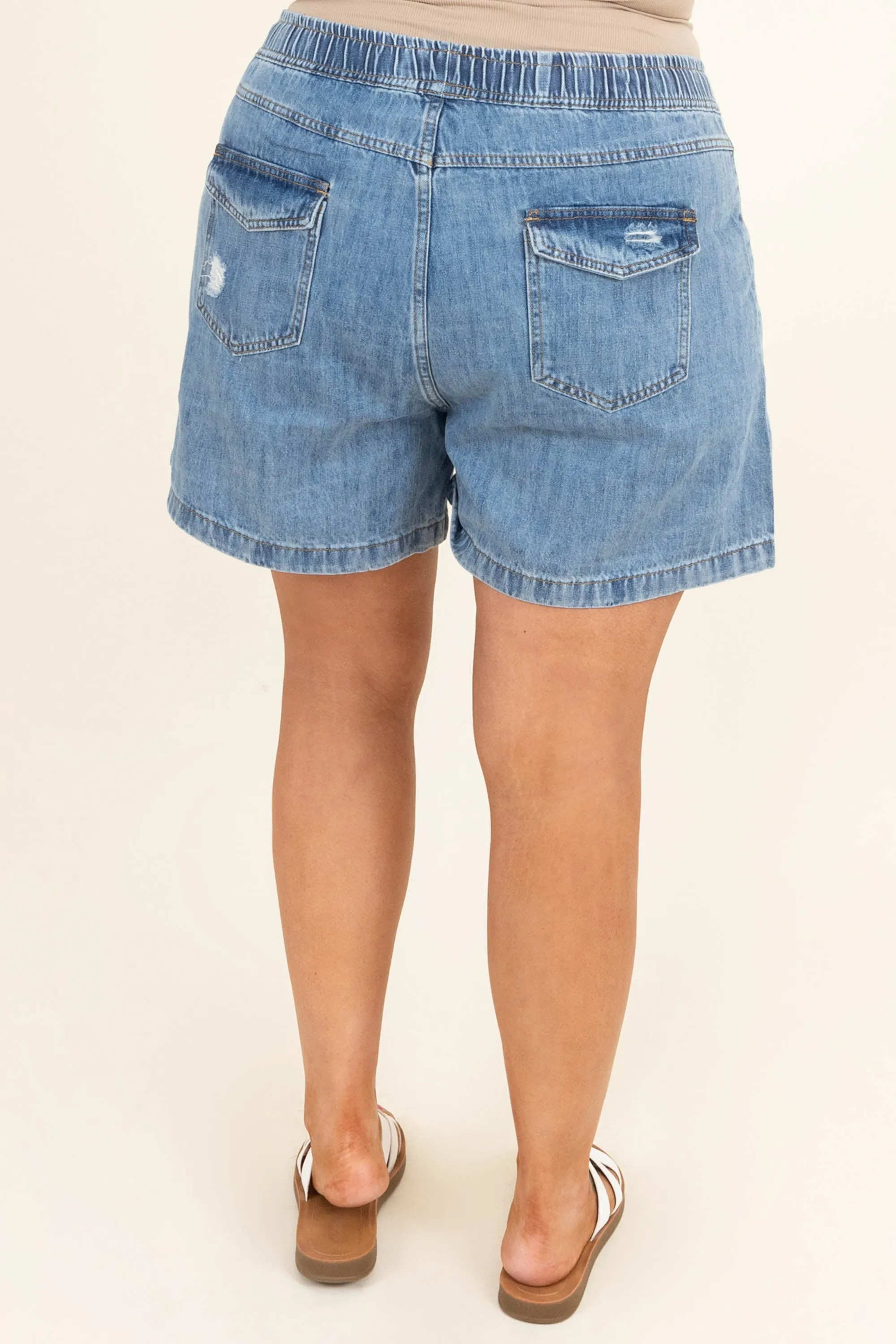 Catch The Wave Denim Shorts, Blue.