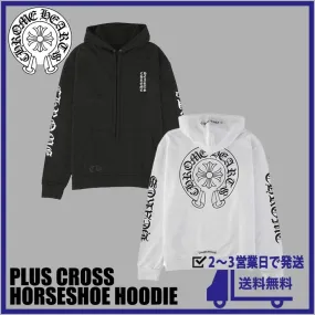 CHROME HEARTS Unisex Plain Logo Hoodies - Street Style