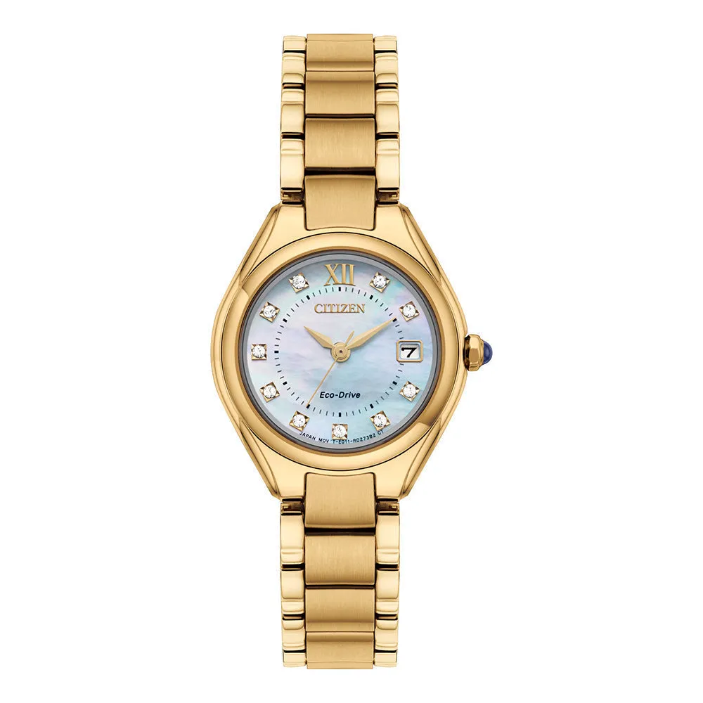 Citizen Ladies Eco-Drive Silhouette Watch with Mother Of Pearl Crystal Dial Bracelet