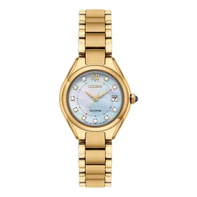 Citizen Ladies Eco-Drive Silhouette Watch with Mother Of Pearl Crystal Dial Bracelet