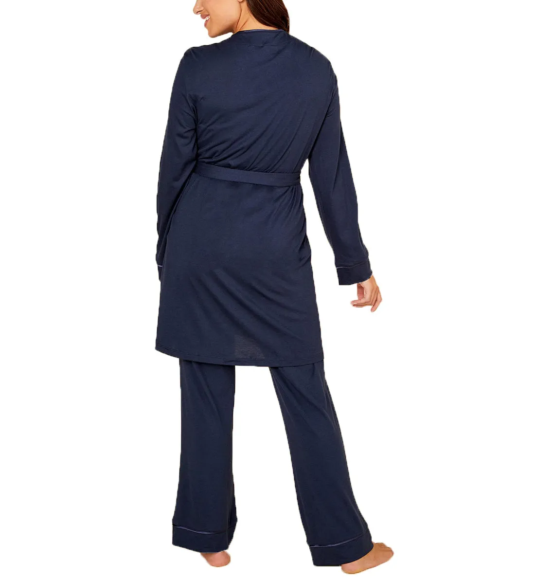 Cosabella Bella Curvy Pima 3 Piece Pajama Set (AMORE9862) - Navy Blue