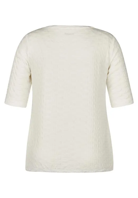 Cream Textured Round Neck T-Shirt Rabe 114301