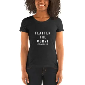 Dark Ladies' short sleeve t-shirt to Flatten The Curve.