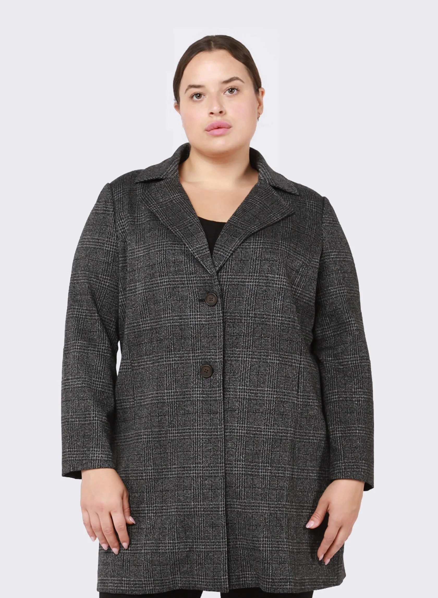 Dex Plus Dark Plaid Tweed Blazer Oversized