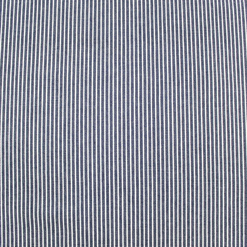 Dressmaking Cotton Denim Hickory Stripe - Denim Blue White