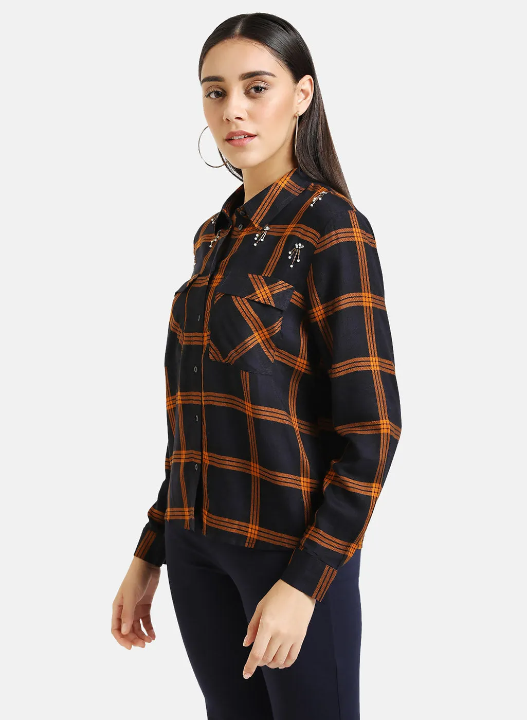 Embellished Checkered Shirt