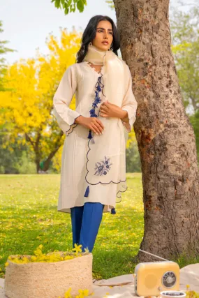 Embroidered Dupatta Pinucks Shirt