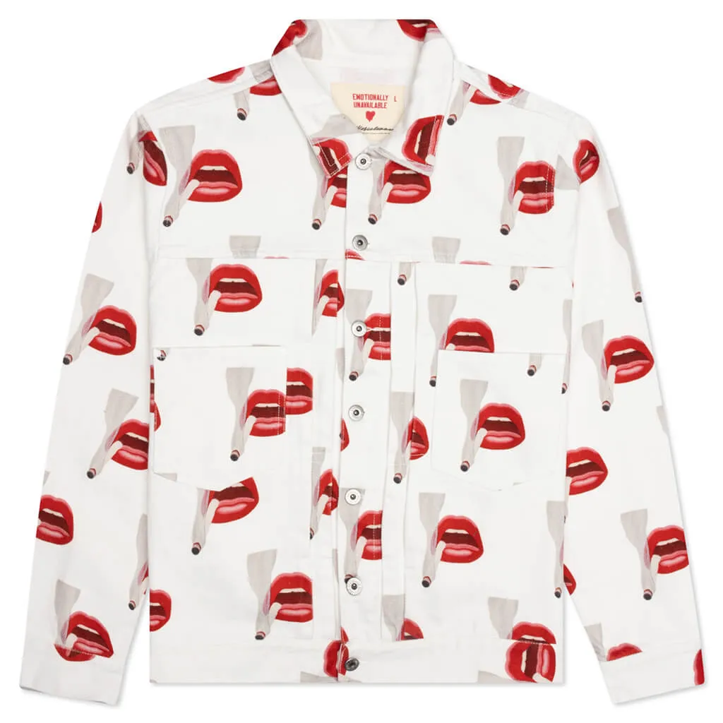 Emotionally Unavailable Tom Wesselmann Smoking Lips Jacket - White