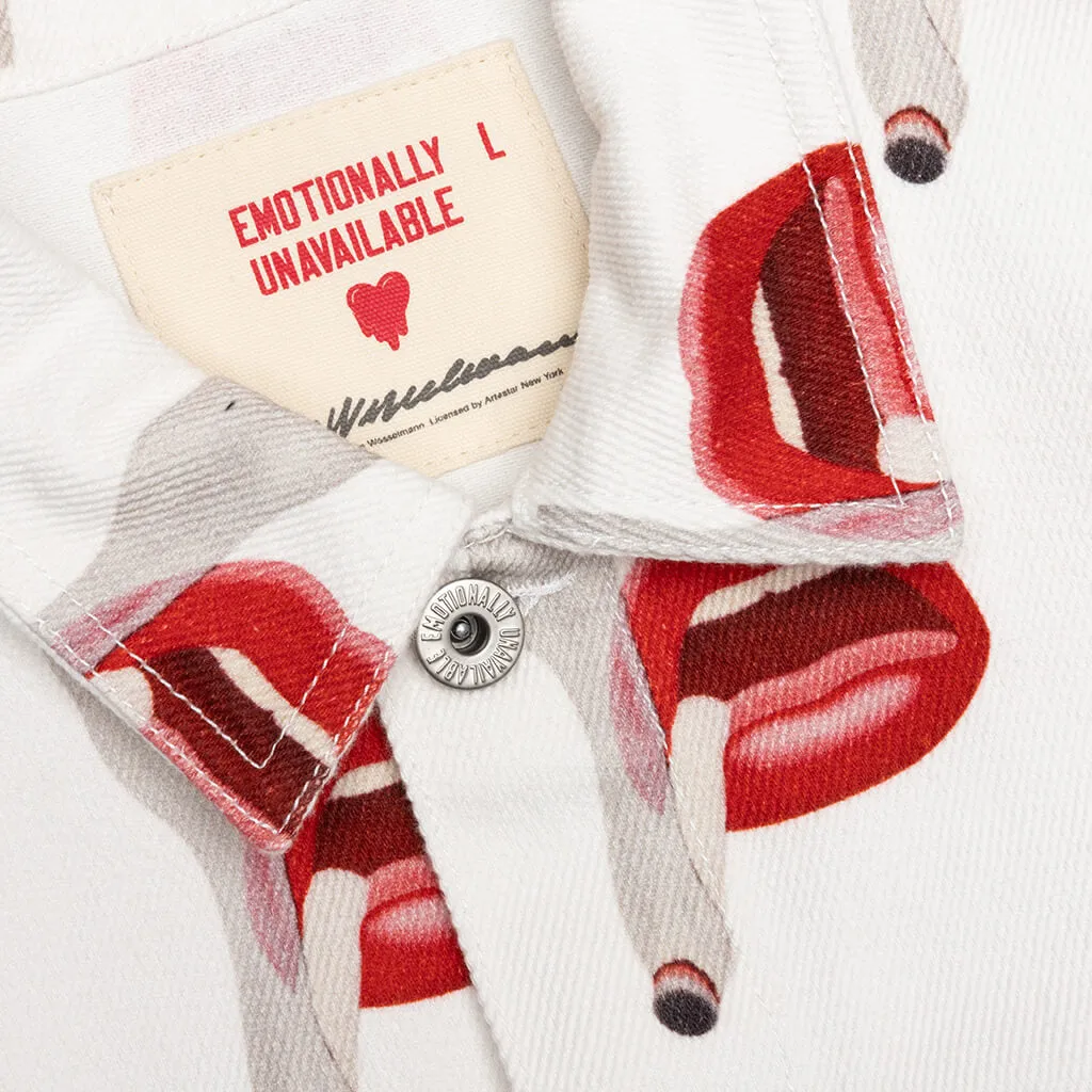 Emotionally Unavailable Tom Wesselmann Smoking Lips Jacket - White