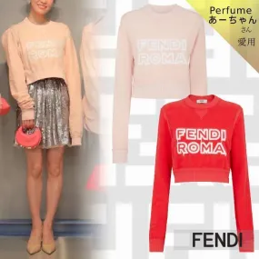 FENDI | Unisex Street Style Cotton Sweatshirt Long Sleeves (Medium)