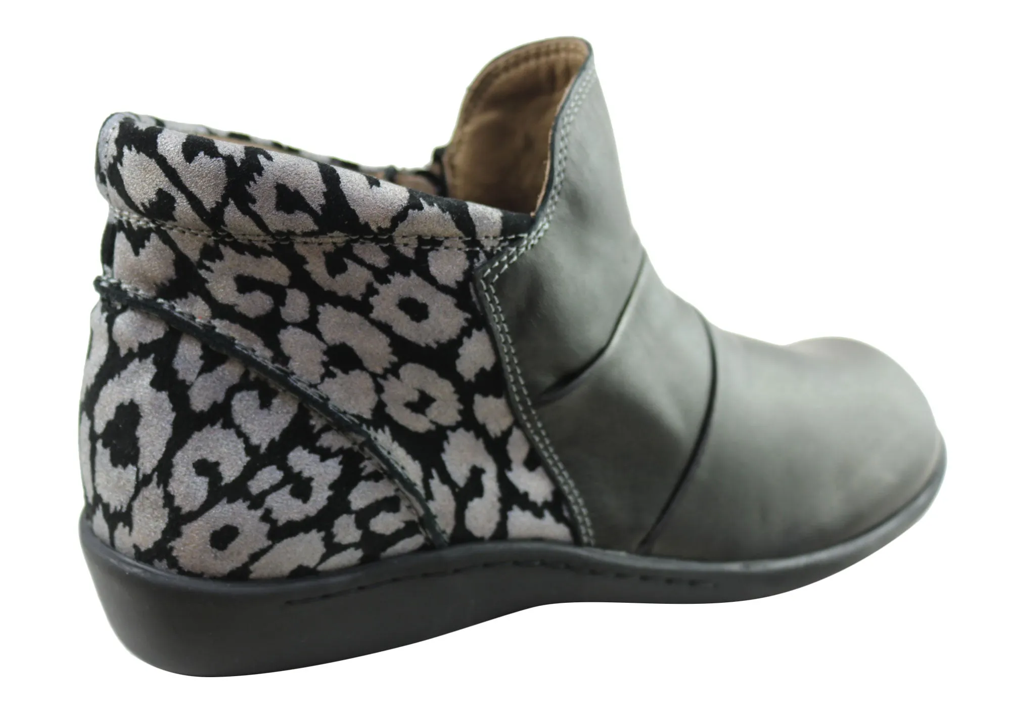 Flex & Go Katrina Womens Comfort Leather Ankle Boots Made In Portugal