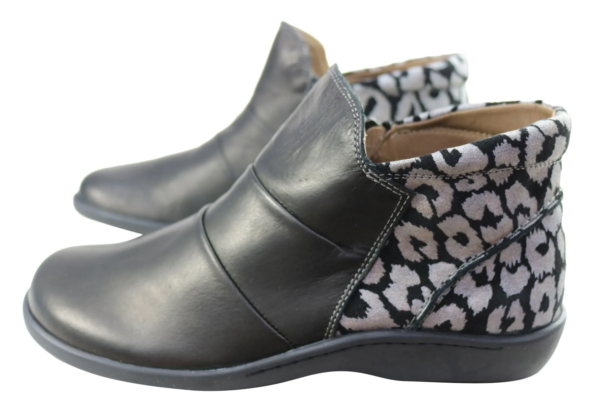 Flex & Go Katrina Womens Comfort Leather Ankle Boots Made In Portugal