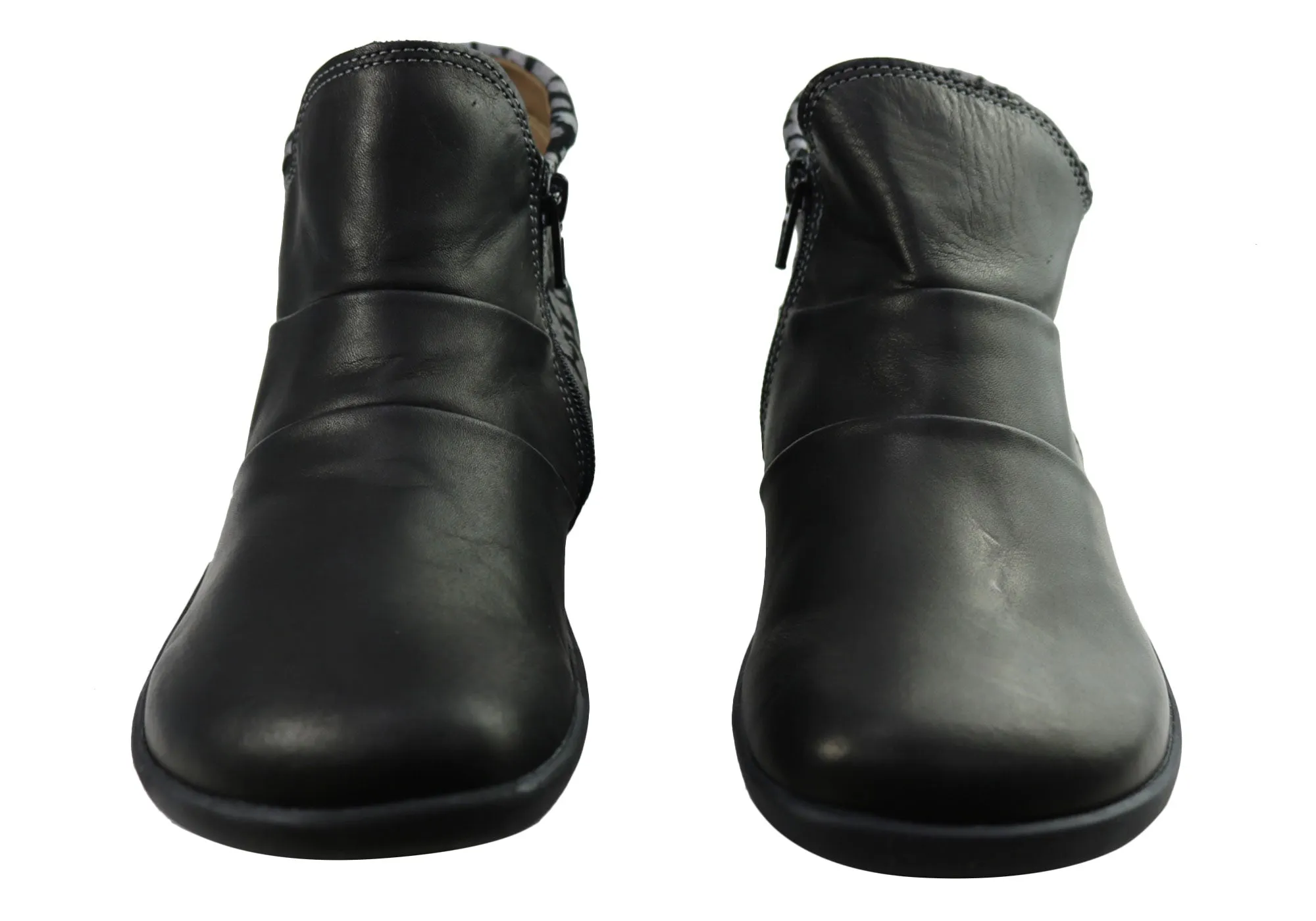 Flex & Go Katrina Womens Comfort Leather Ankle Boots Made In Portugal