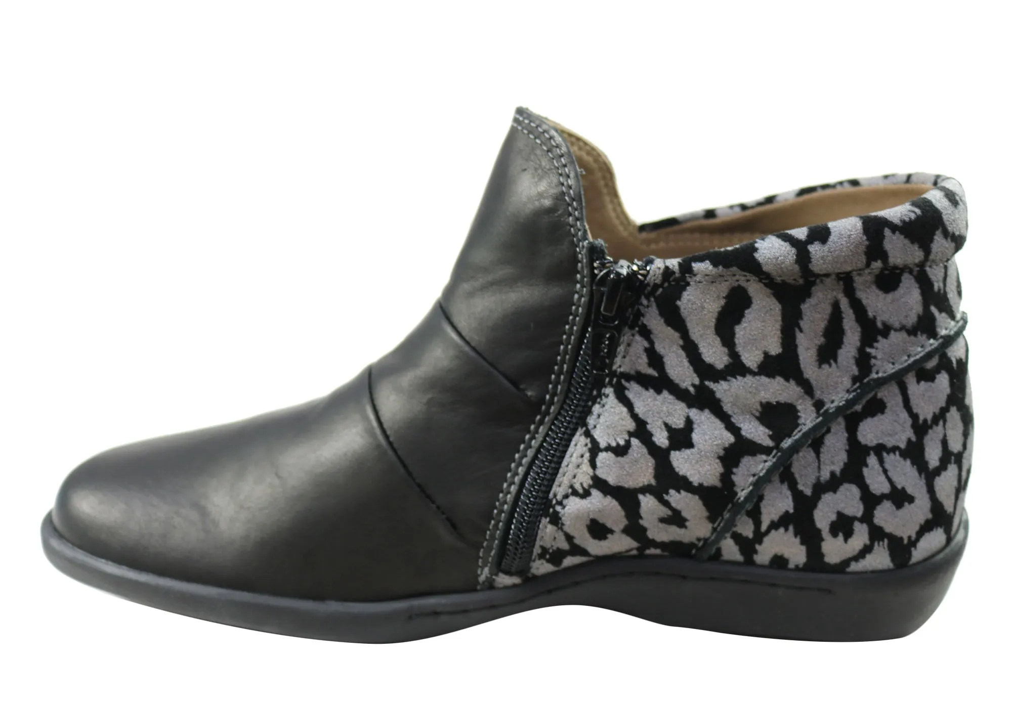 Flex & Go Katrina Womens Comfort Leather Ankle Boots Made In Portugal