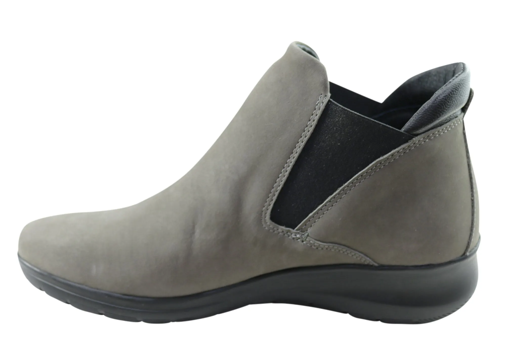 Flex & Go Yorka Womens Comfort Leather Ankle Boots Made In Portugal