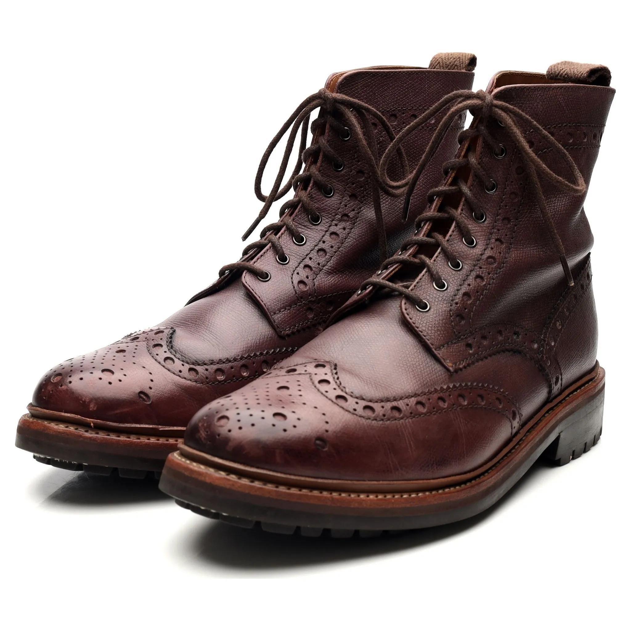 'Fred' Burgundy Leather Brogue Boots UK 9 G