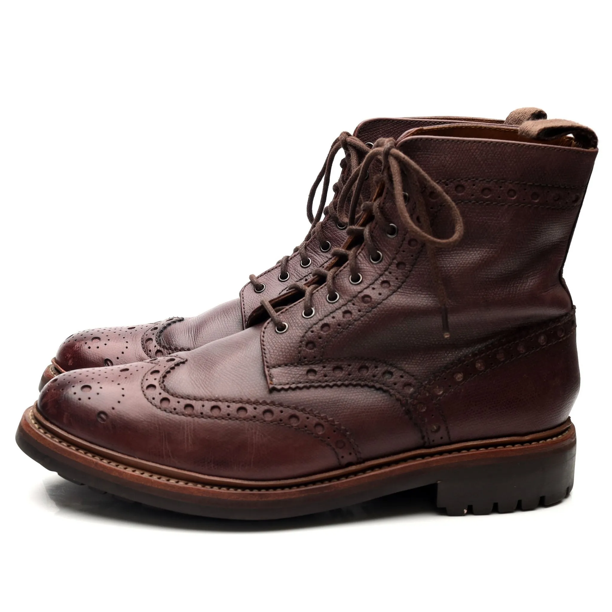 'Fred' Burgundy Leather Brogue Boots UK 9 G