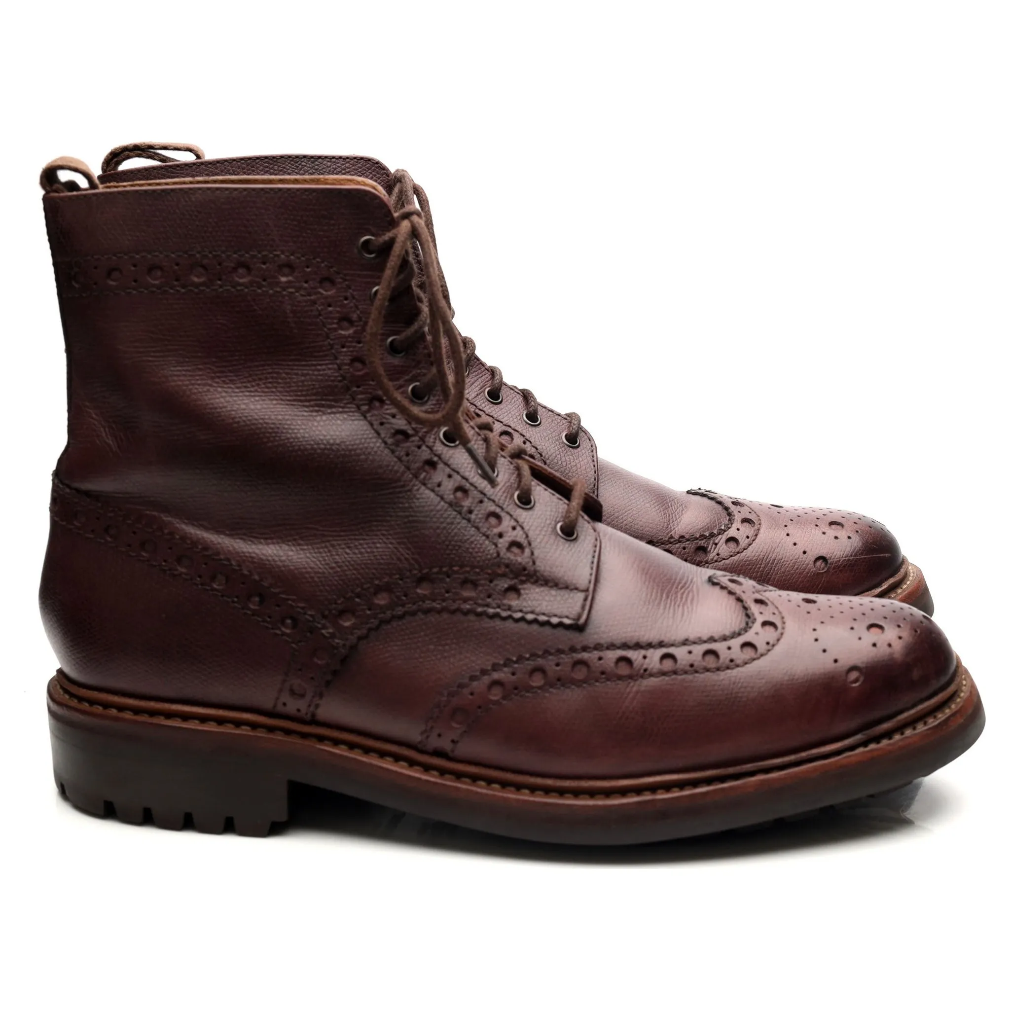 'Fred' Burgundy Leather Brogue Boots UK 9 G