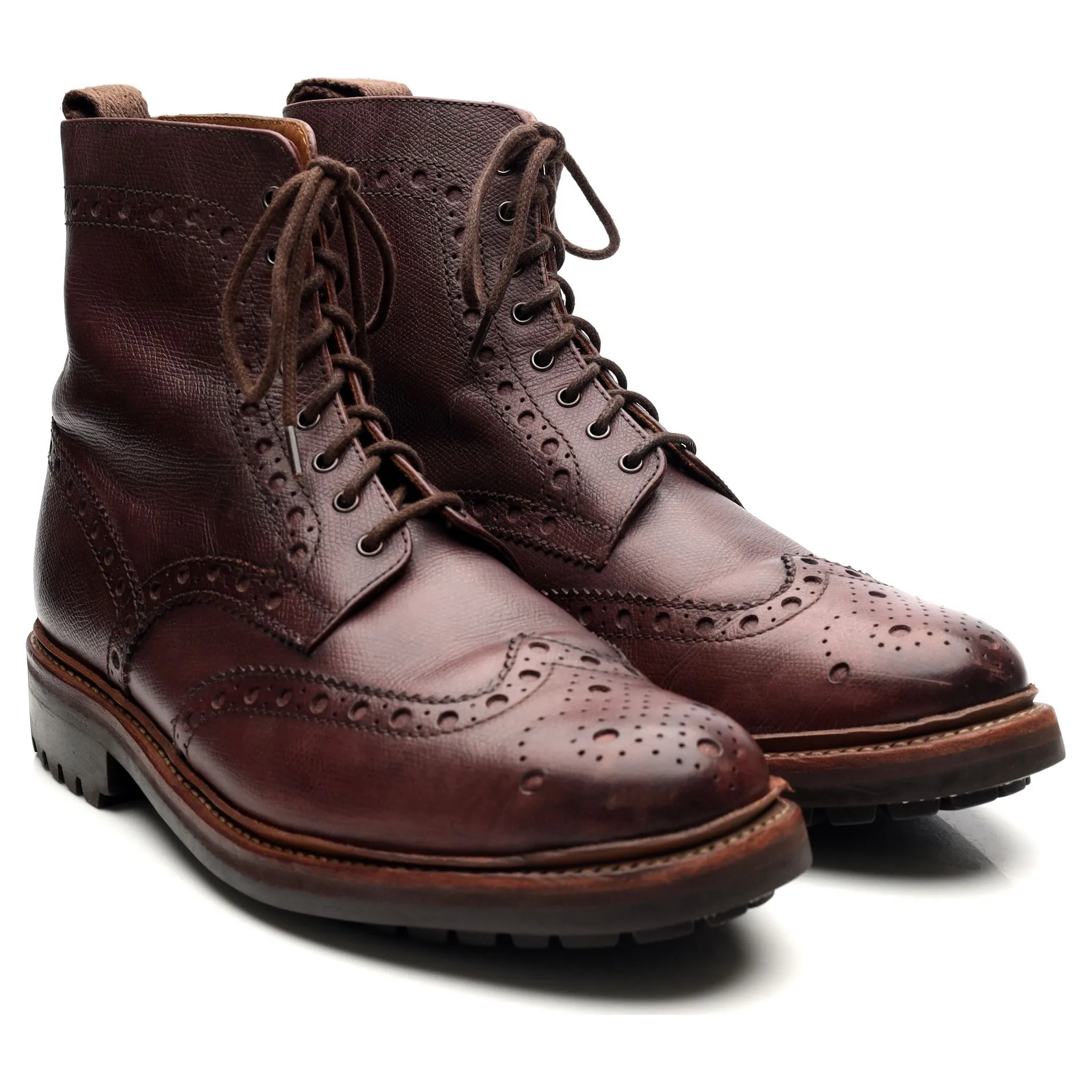 'Fred' Burgundy Leather Brogue Boots UK 9 G