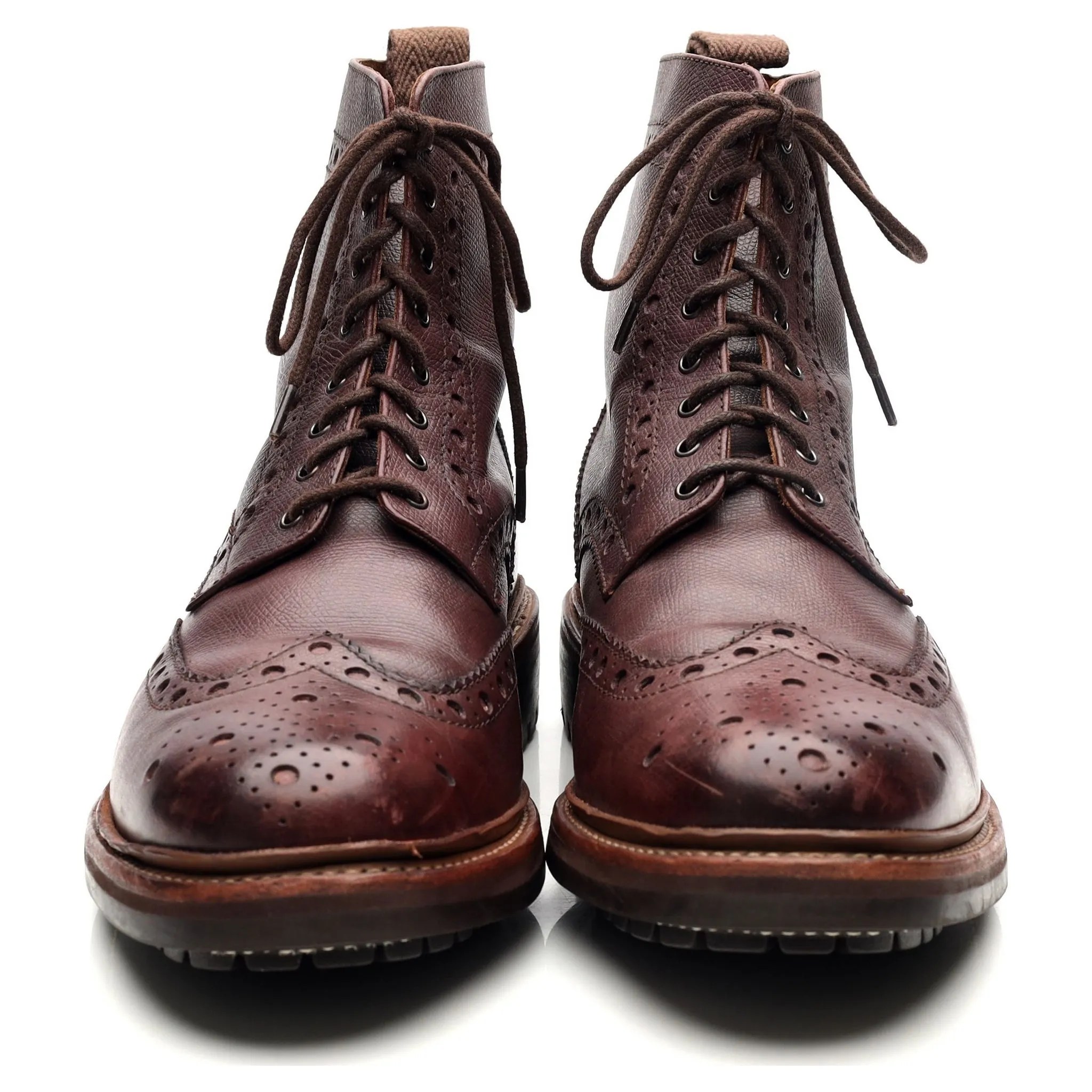 'Fred' Burgundy Leather Brogue Boots UK 9 G