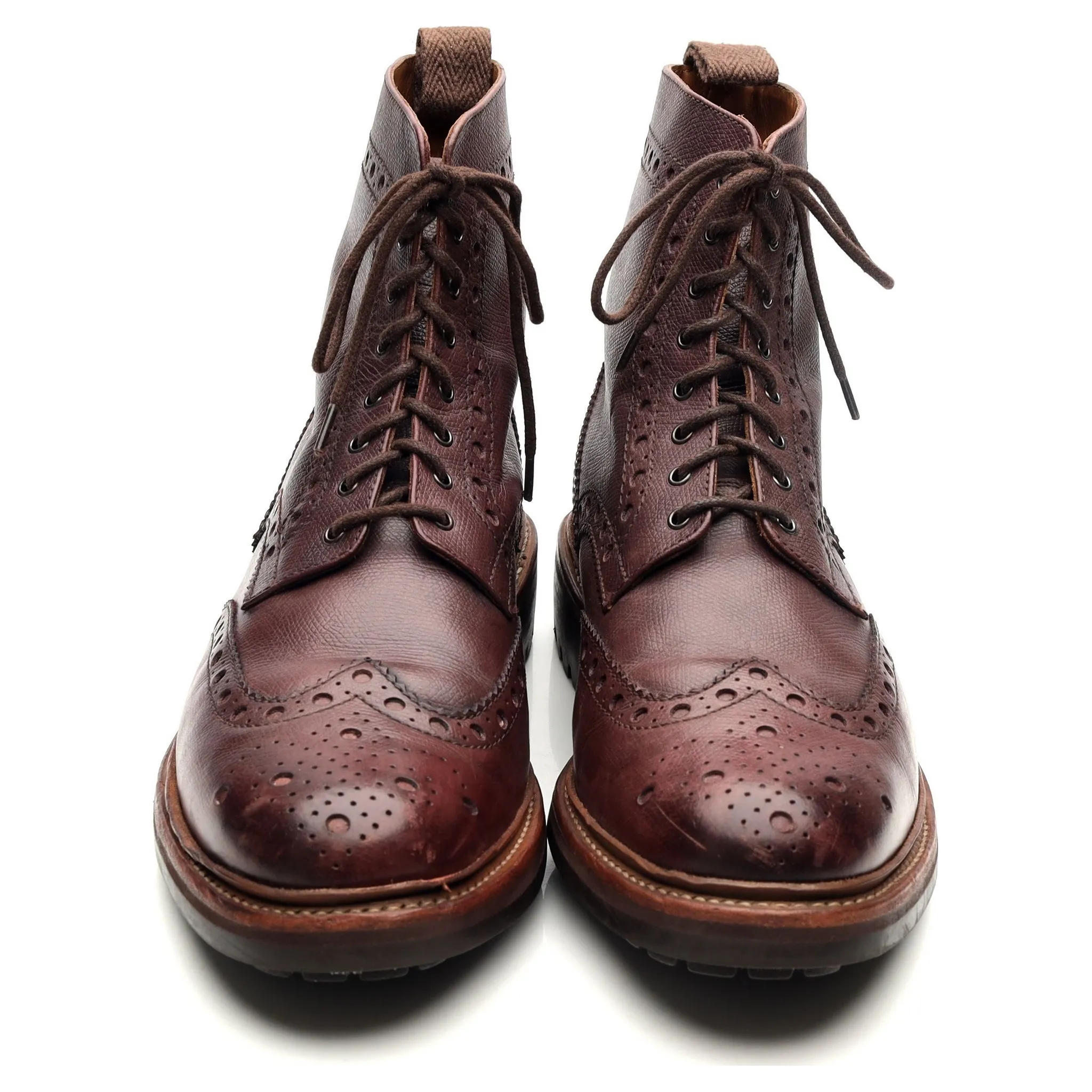 'Fred' Burgundy Leather Brogue Boots UK 9 G