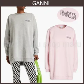 Ganni Crew Neck Street Style Long Sleeves Plain Logo - Shop Now