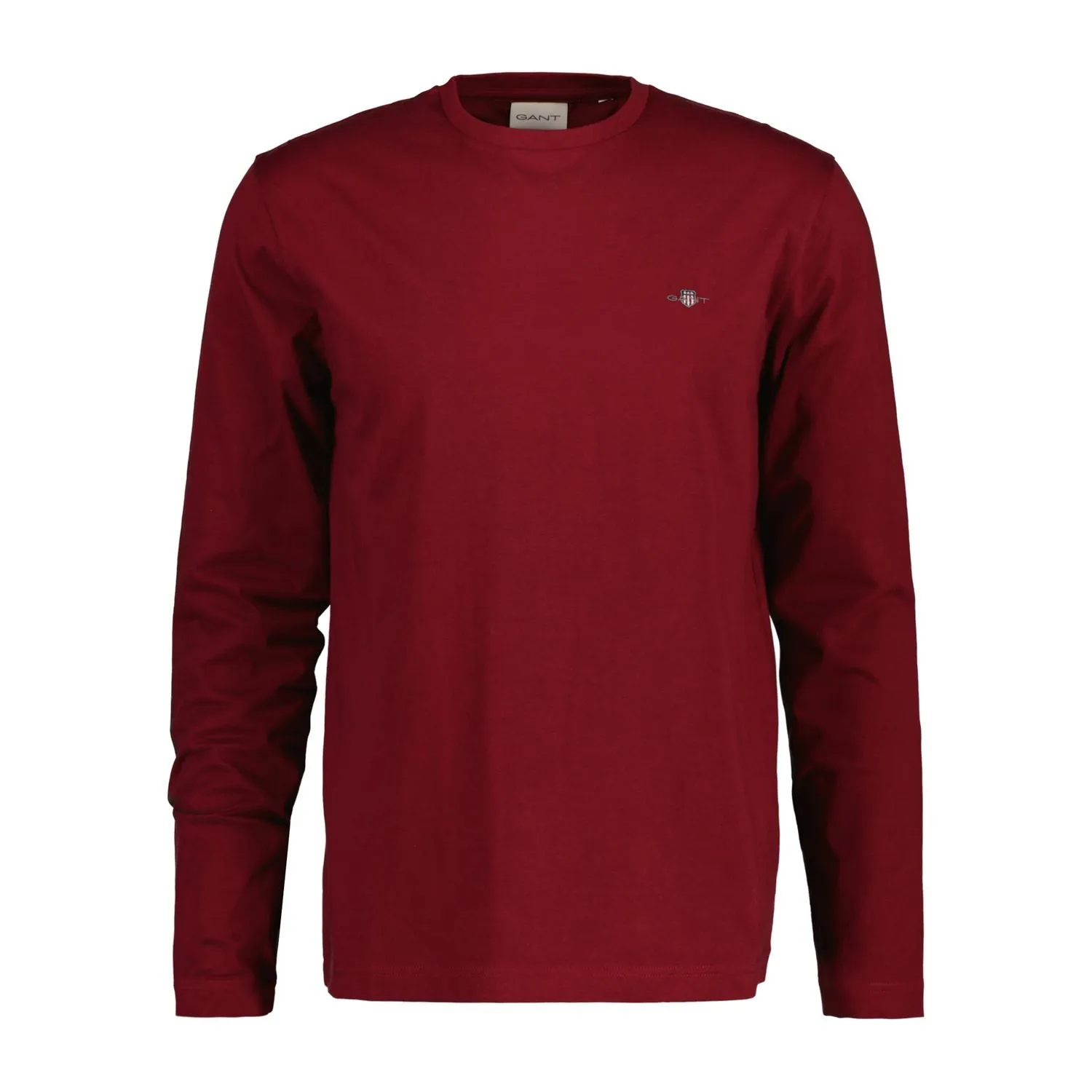 Gant men's maroon long-sleeve t-shirt with shield design