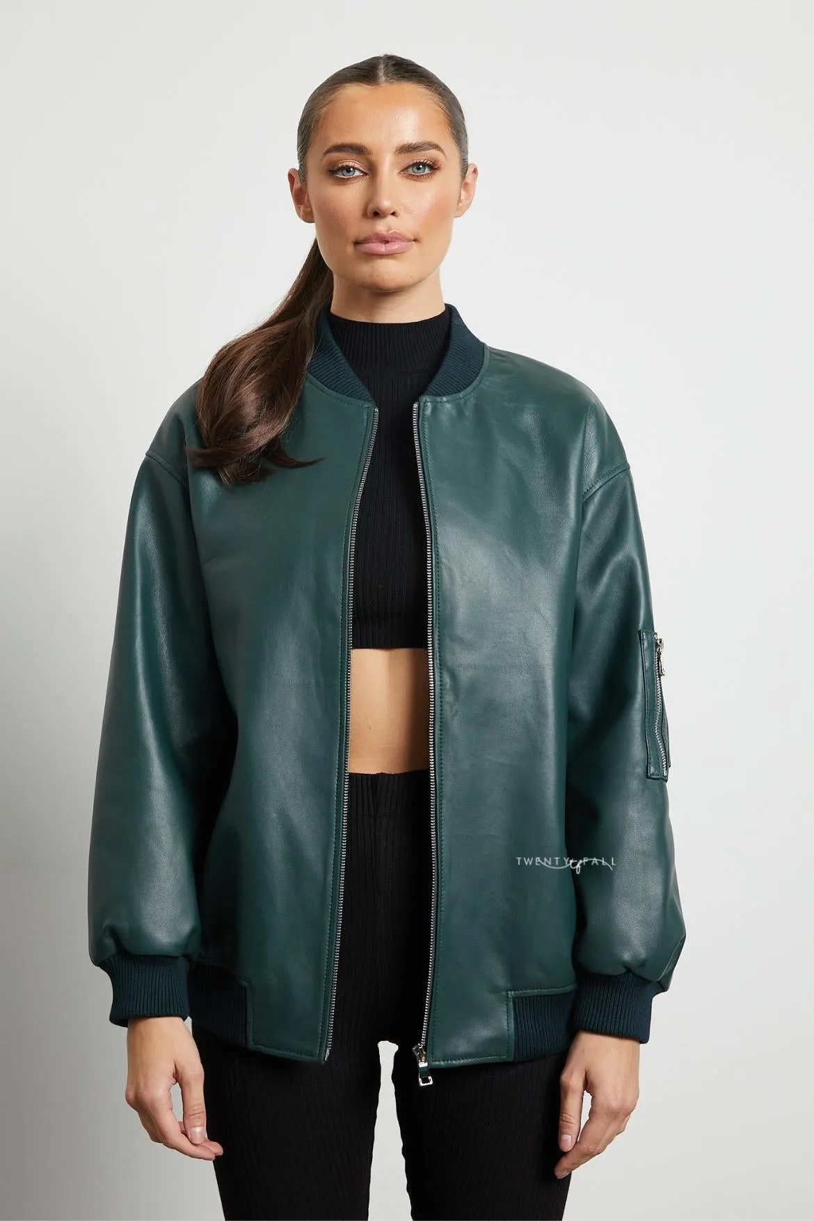 Gia Leather Bomber Jacket