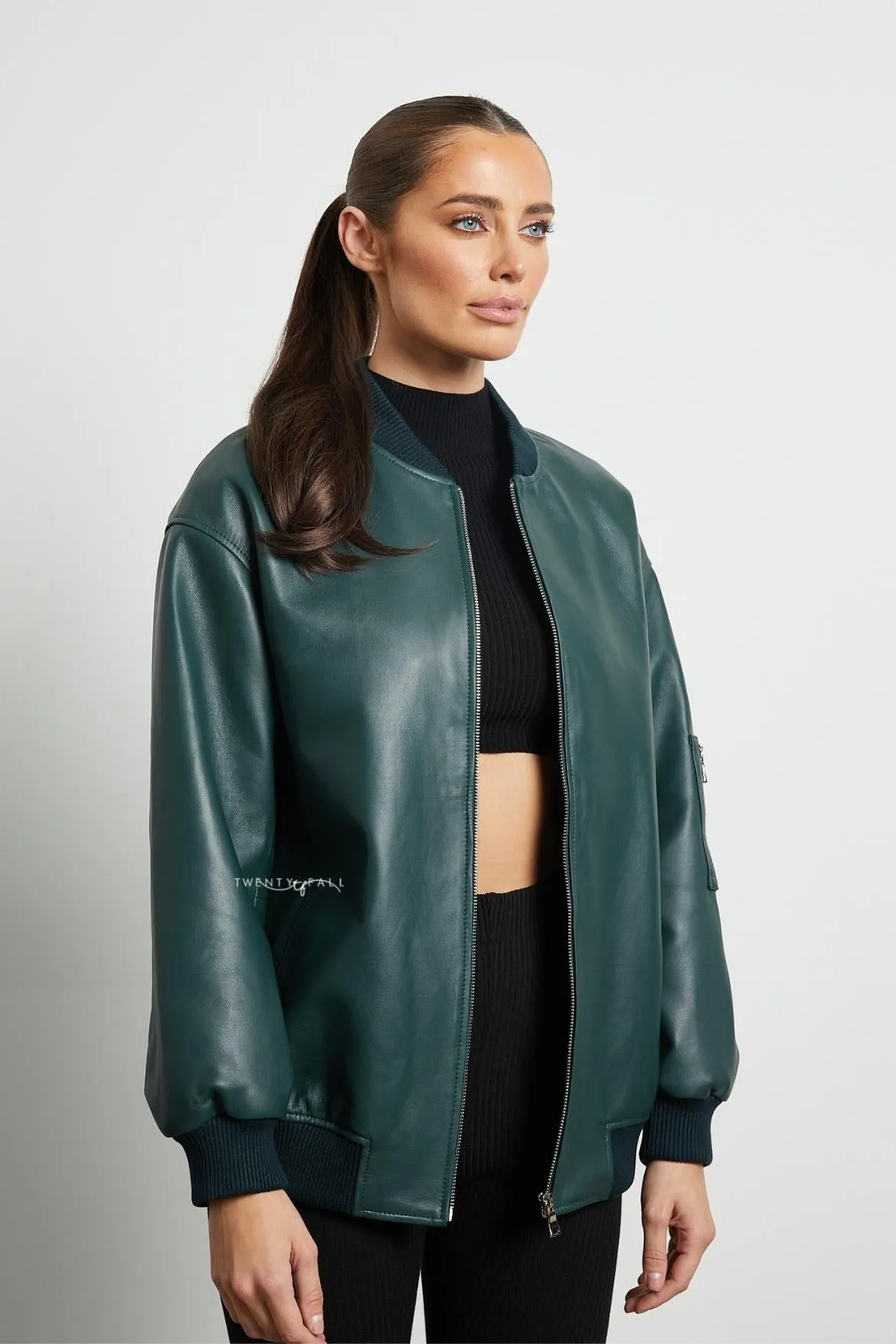 Gia Leather Bomber Jacket