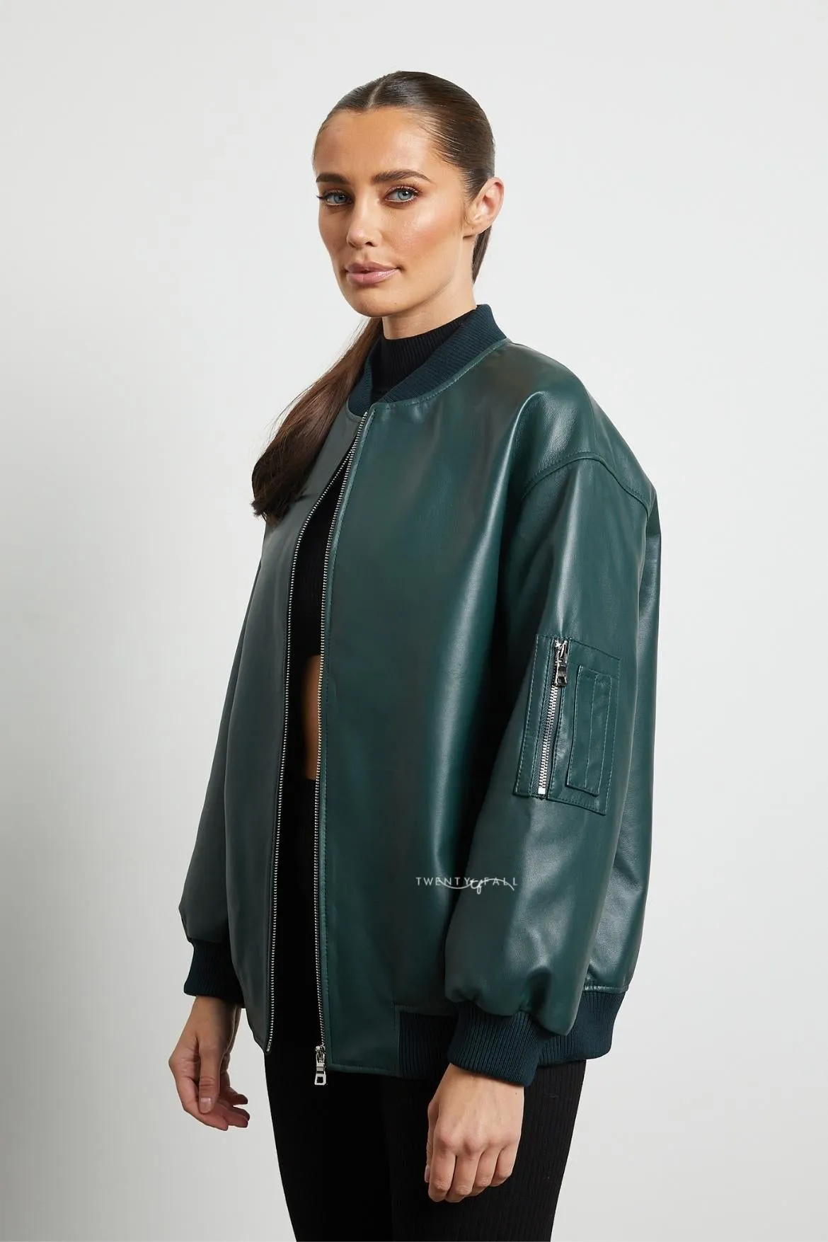 Gia Leather Bomber Jacket