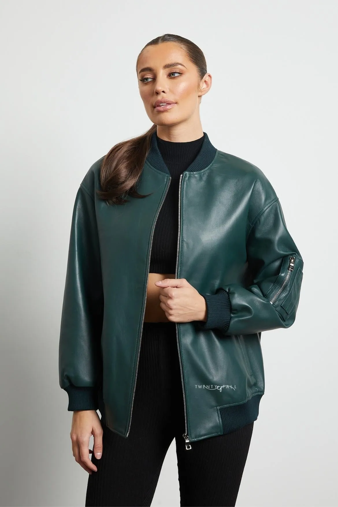 Gia Leather Bomber Jacket