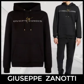 Giuseppe Zanotti unisex cotton logo hoodies with long sleeves for street style.