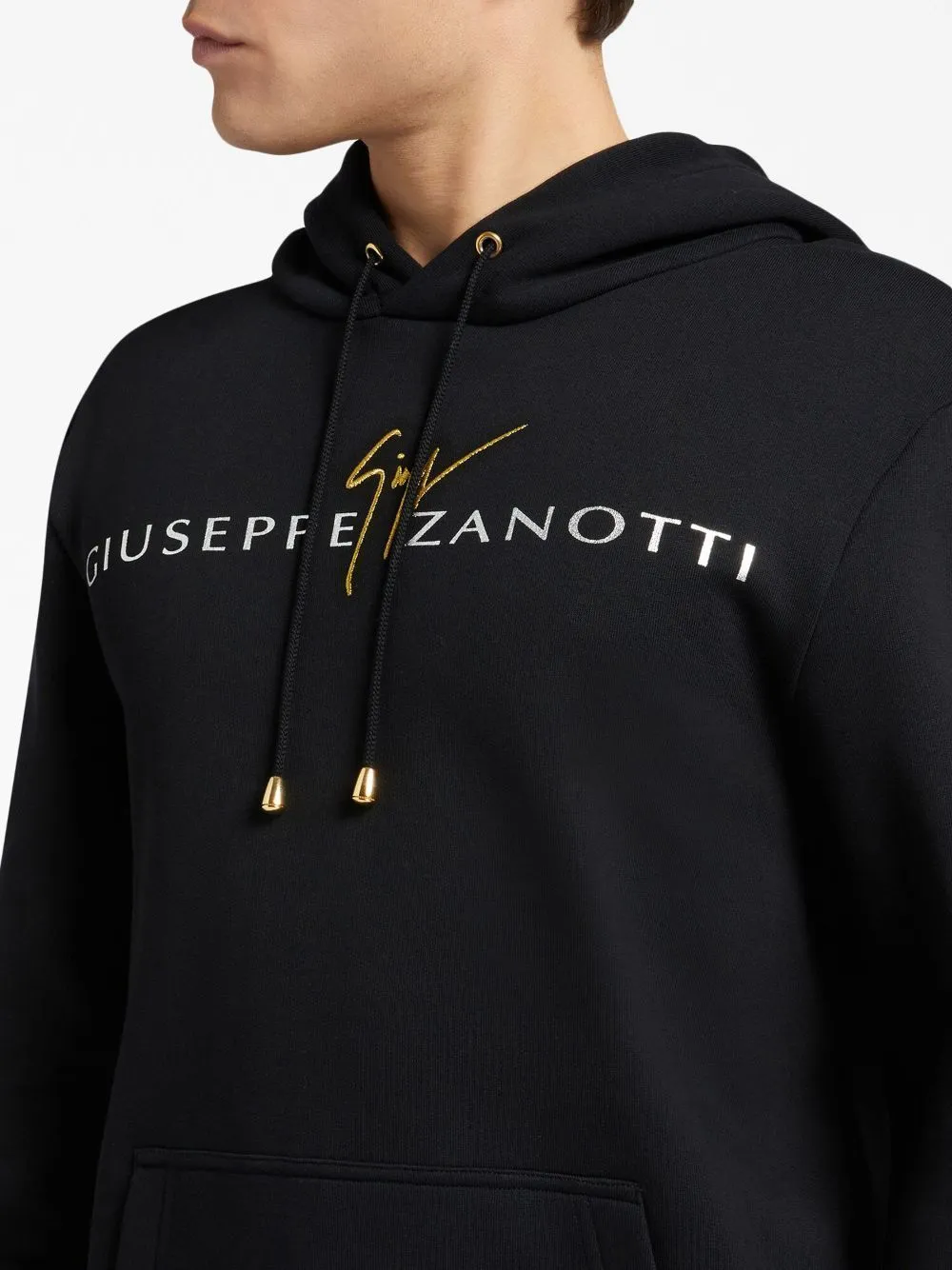 Giuseppe Zanotti unisex cotton logo hoodies with long sleeves for street style.