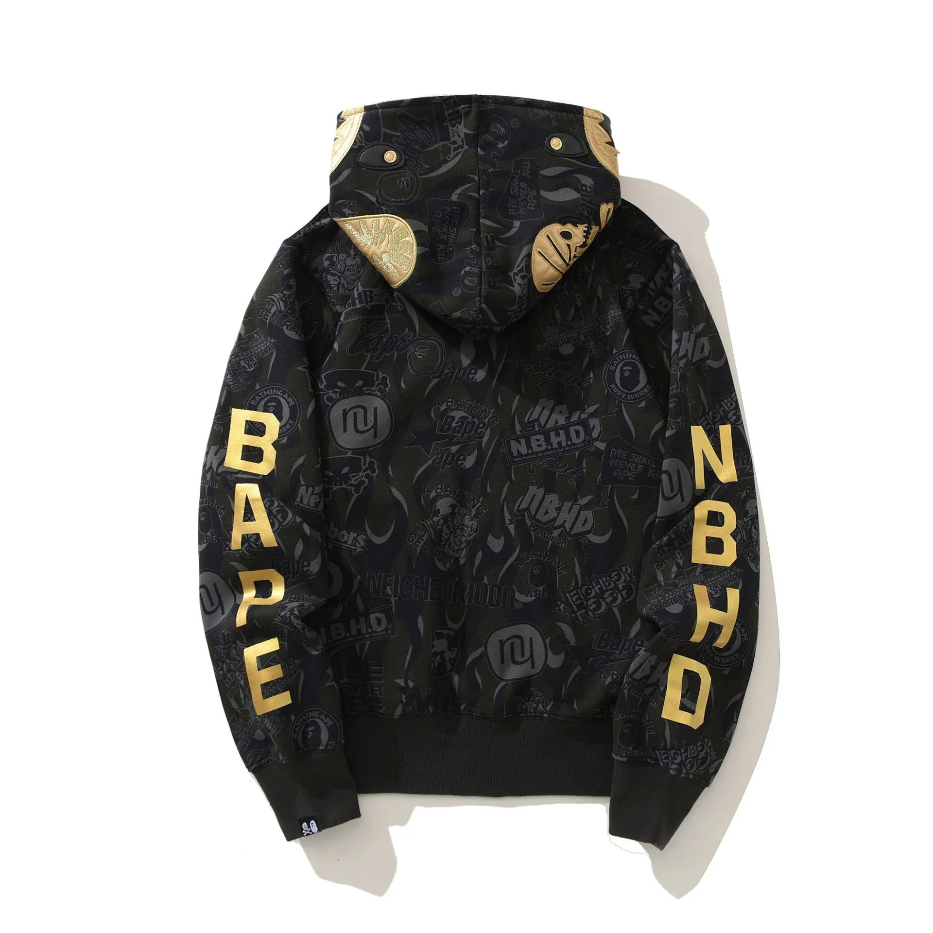 Golden Letters Ape Shark Hoodie Jacket - Full Zipper