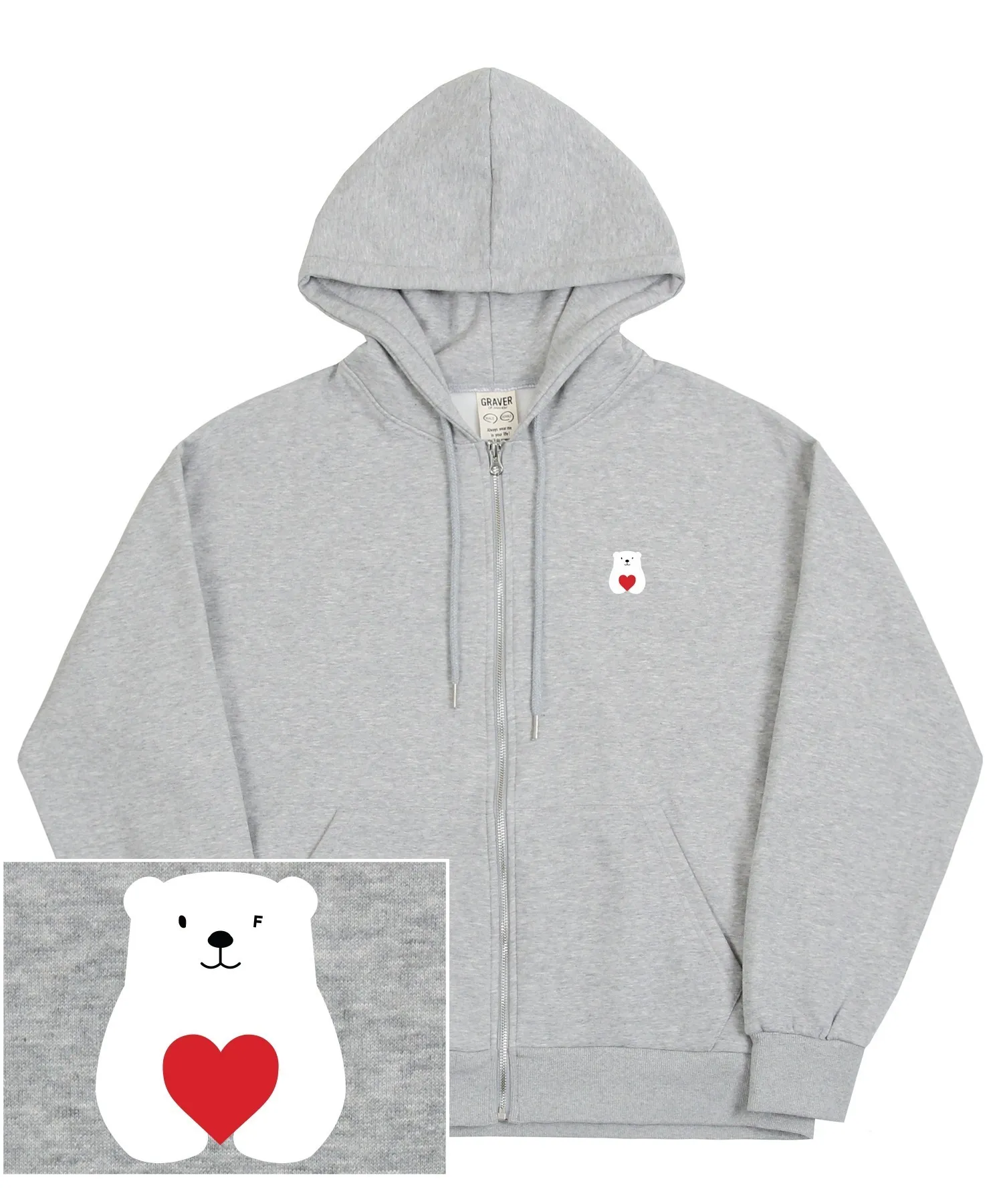 GRAVER | POLAR BEAR HEART HOODED ZIP-UP - Buy Now!