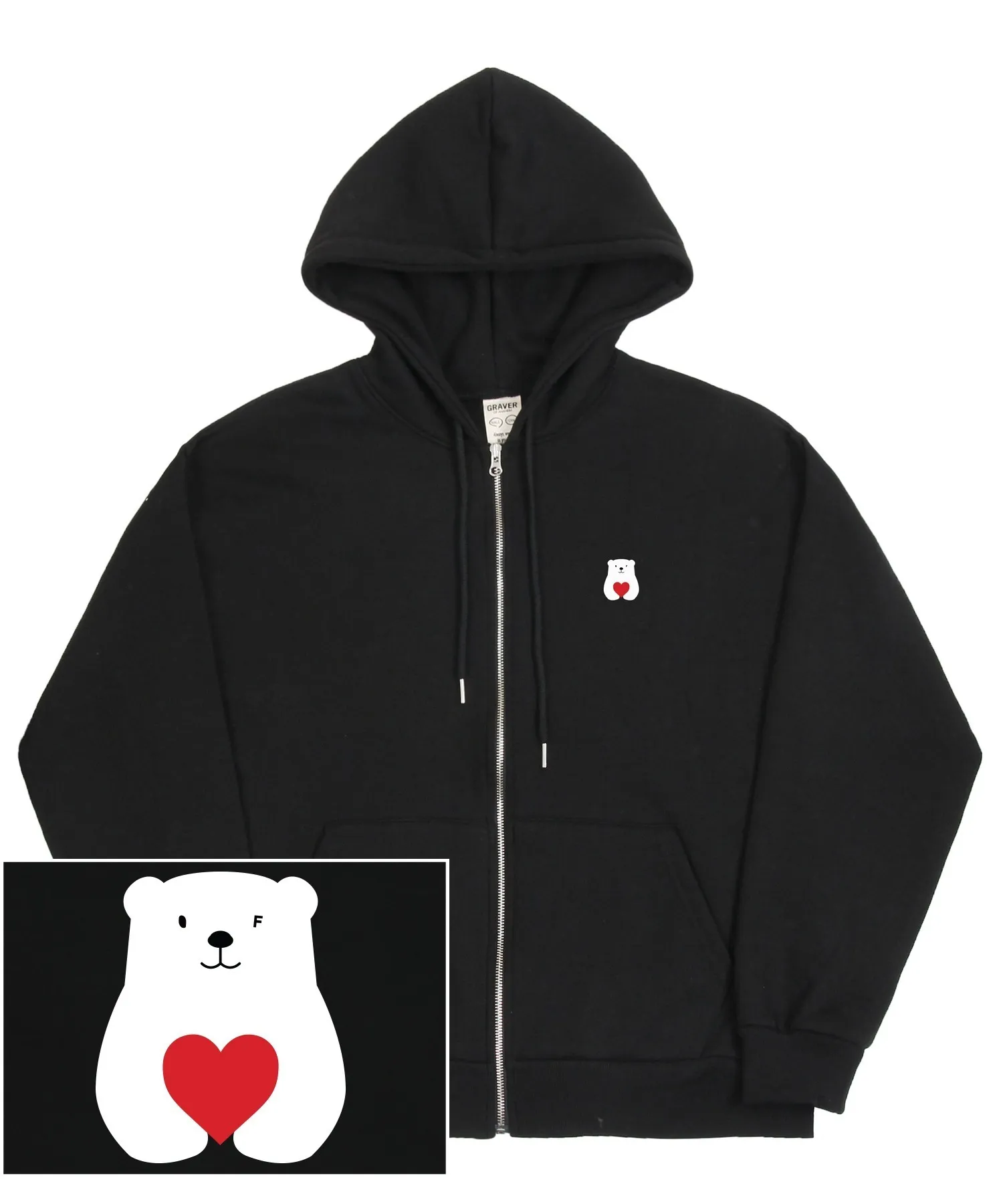 GRAVER | POLAR BEAR HEART HOODED ZIP-UP - Buy Now!