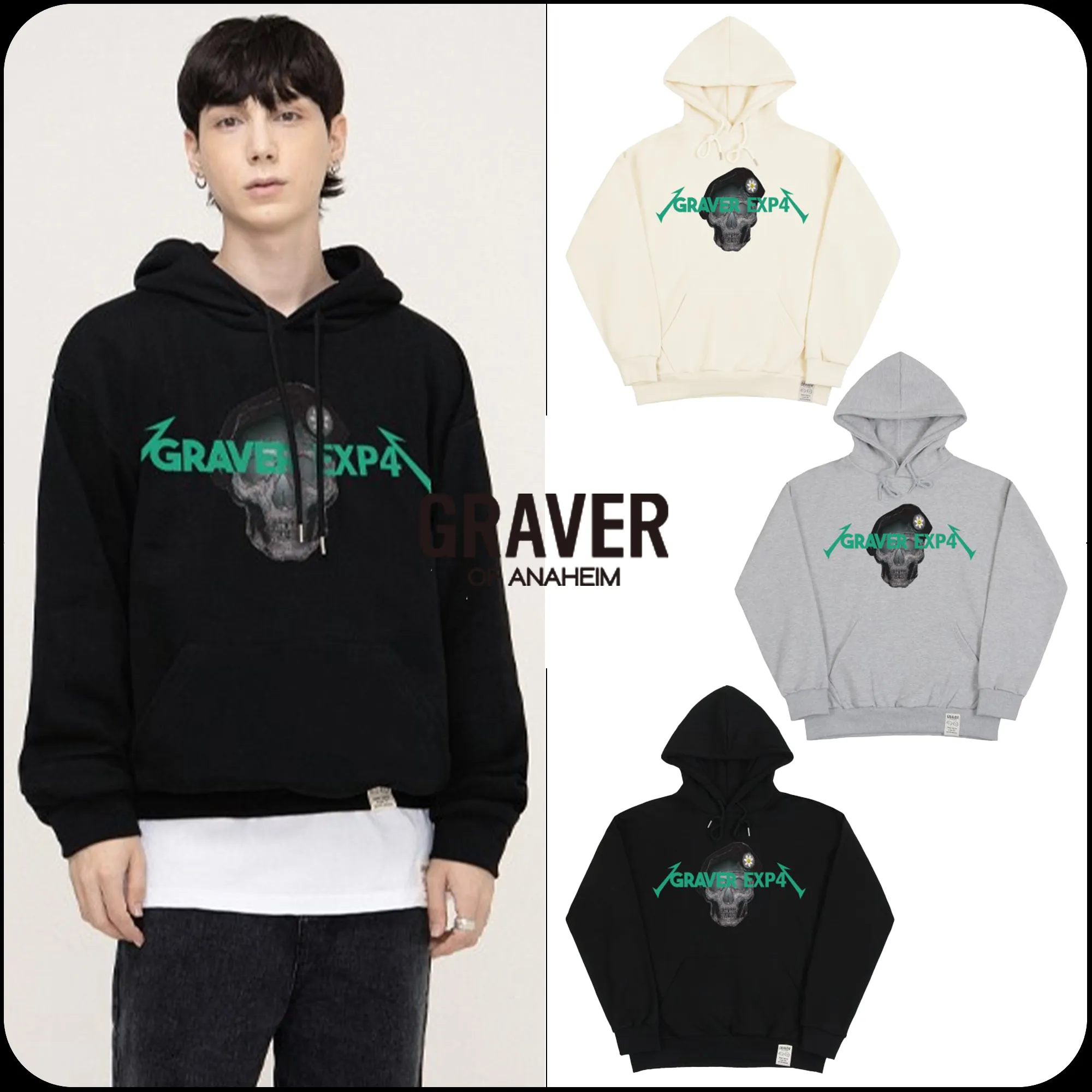 Graver Metal Skull Hoodie - Expend4bles x Graver Collaboration