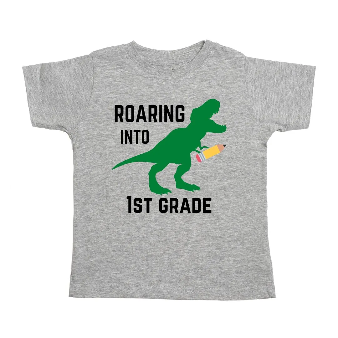 Gray First Grade Short Sleeve T-Shirt - Roaring Design