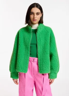 Green Faux Fur Bomber Jacket - Essentiel Antwerp