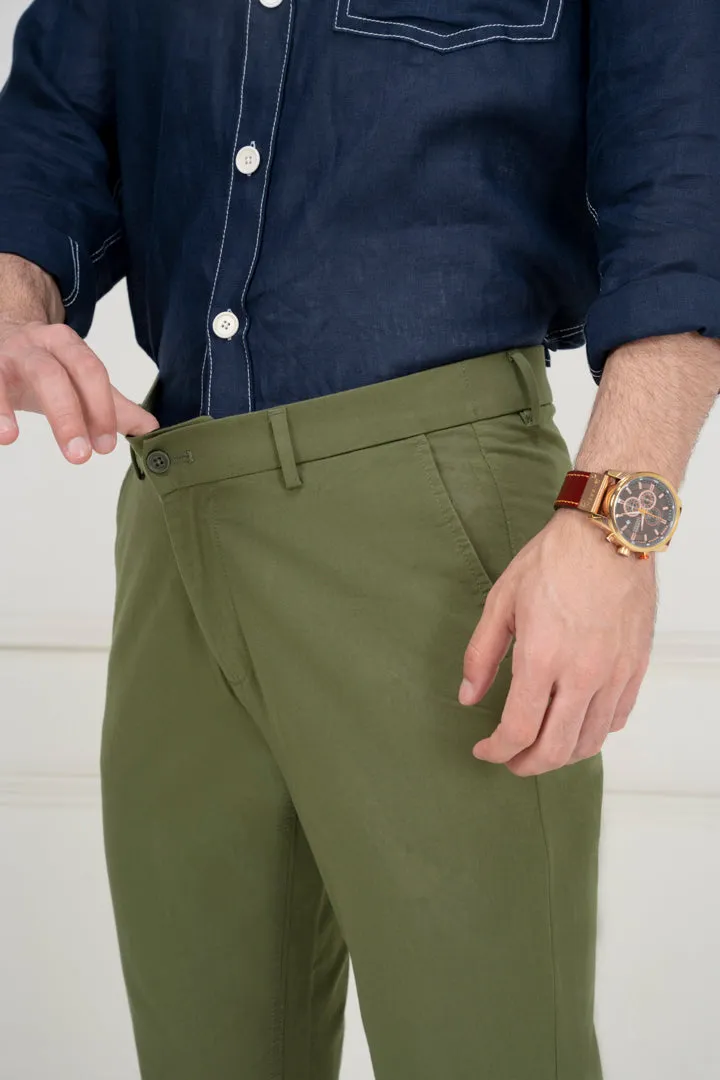 Green Stretch Chino Pants